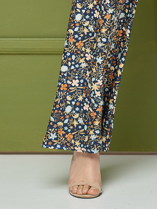 Lega широкие атласные брюки "Zoyla Navy - Multicolor Flower Print"