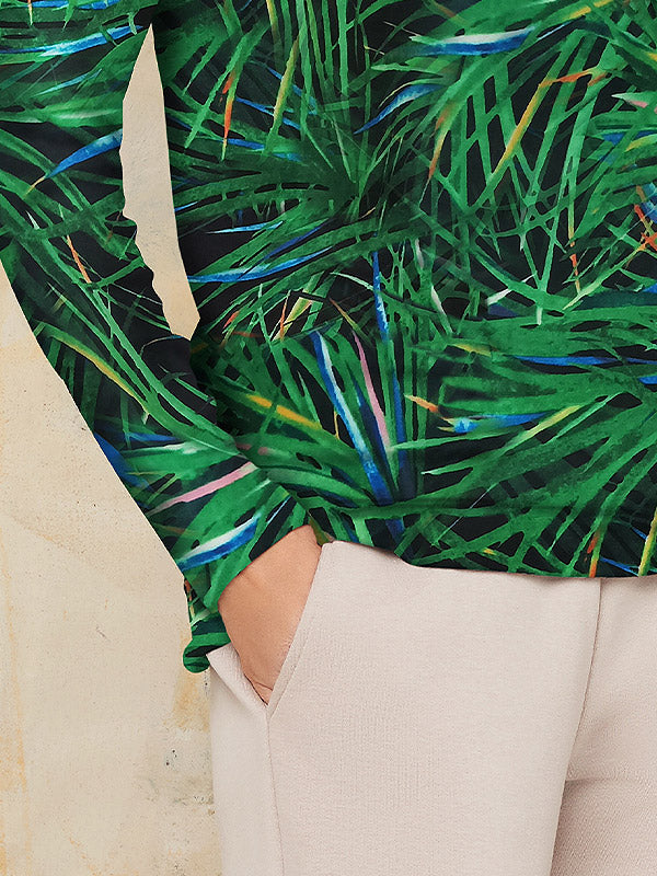 Lega велюровая блузка с длинными рукавами "Shirley Green - Black - Blue Floral Print Velour"