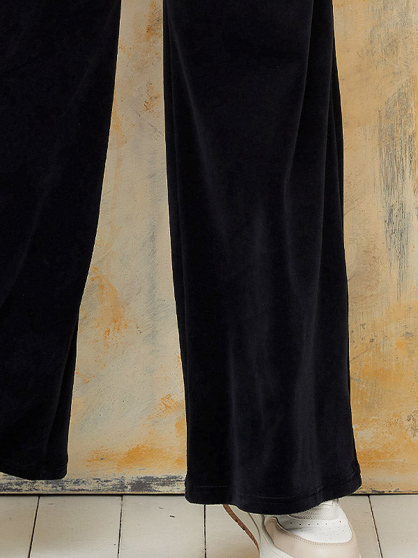 Lega широкие хлопковые брюки "Lynette Black Velour"