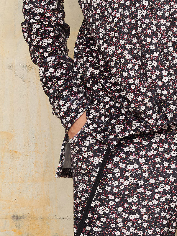 Lega великолепная велюровая блузка "Tessa Black - Beige - Red Flower Print Velour"