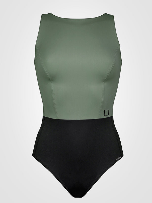 Lidea утягивающий слитный купальник "Eko Shape Khaki - Black"