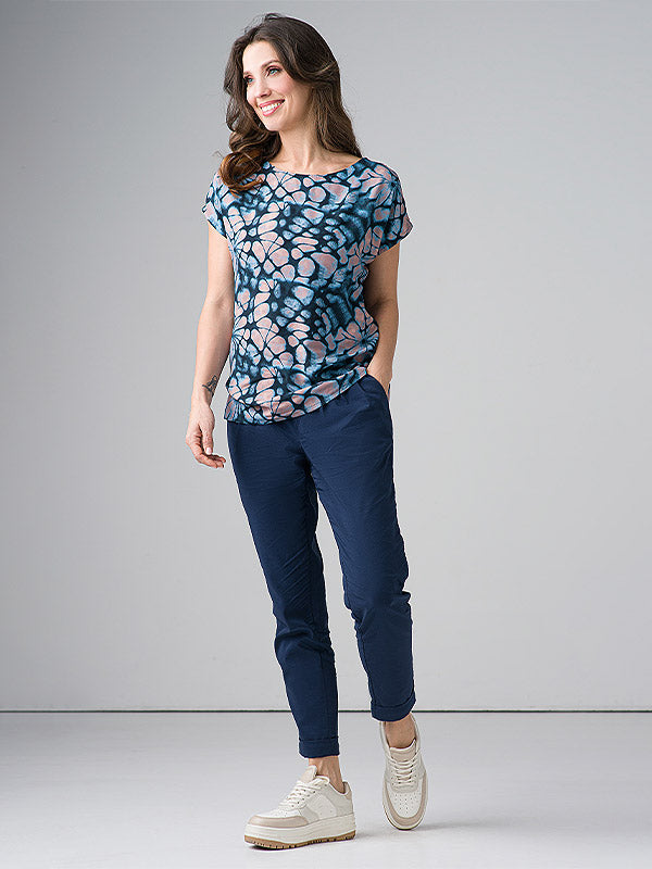 Lega Viscose Blouse Belinda Turquoise Floral Print