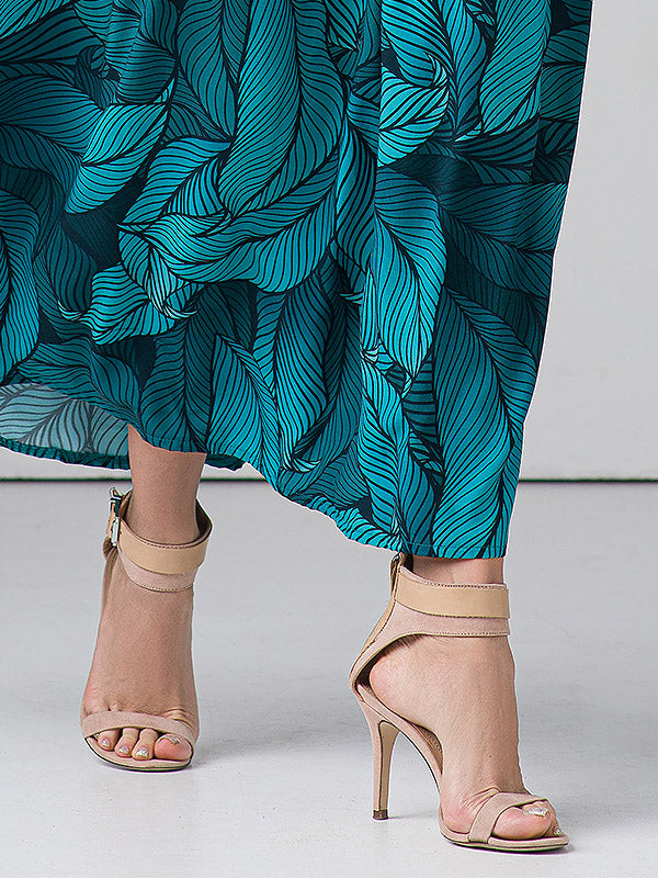 Lega Maxi Viscose Dress Adita Turquoise Floral Print