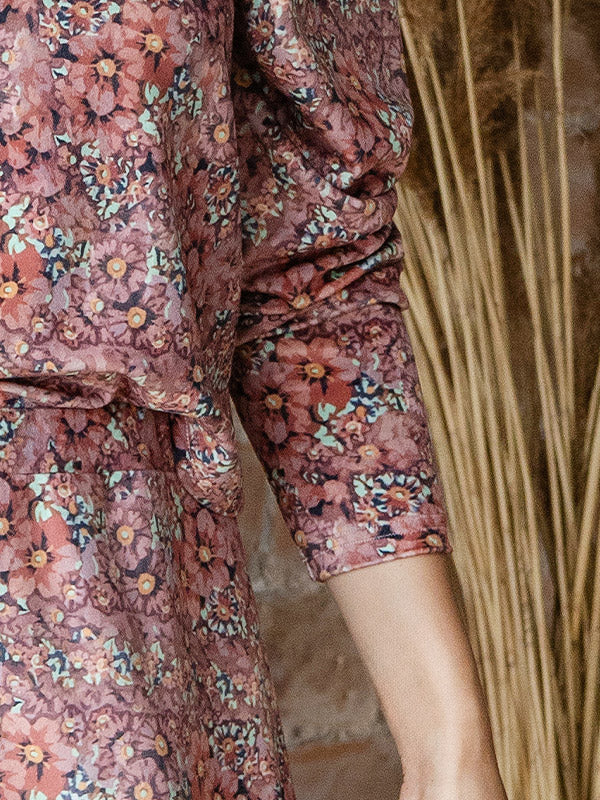 Lega Gorgeous Velour Blouse Zeina Rose Flower Print Velour