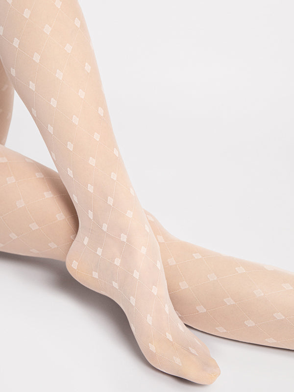 Fiore Patterned Tights Hailey 15 Den Ecru