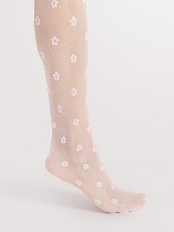 Fiore Patterned Tights Spring 20 Den White
