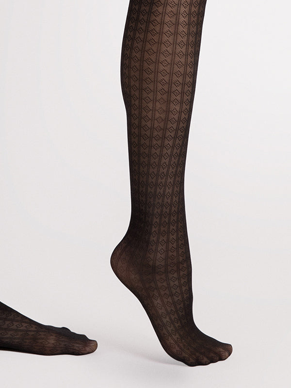 Fiore Patterned Tights Candy Rush 30 Den Black