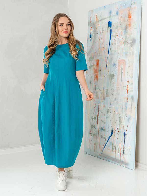 Lega платье-миди из эластичного льна "Fatima Turquoise"