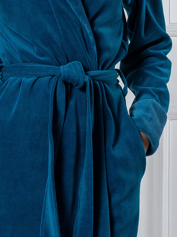 Belmanetti длинный хлопковый халат "Nicky Turquoise Velour"