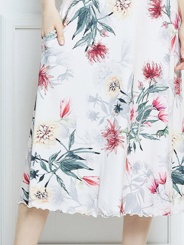 Lega viskozinė suknelė "Samantha White - Red Flower Print"