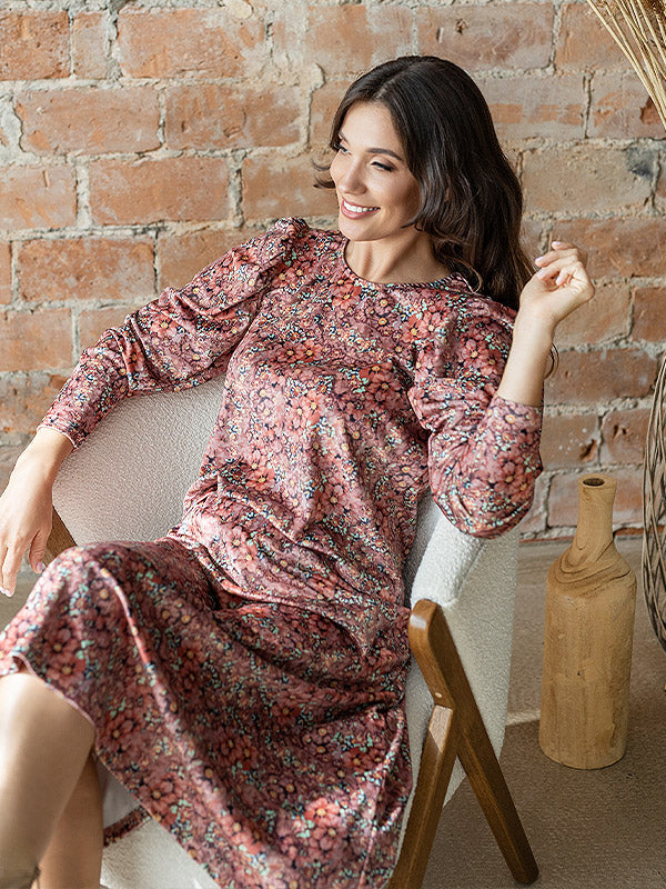 Lega Gorgeous Velour Blouse Zeina Rose Flower Print Velour