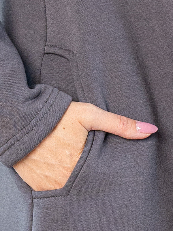 Lega Long Cotton Dress With Fluff Inside Trisha Graphite