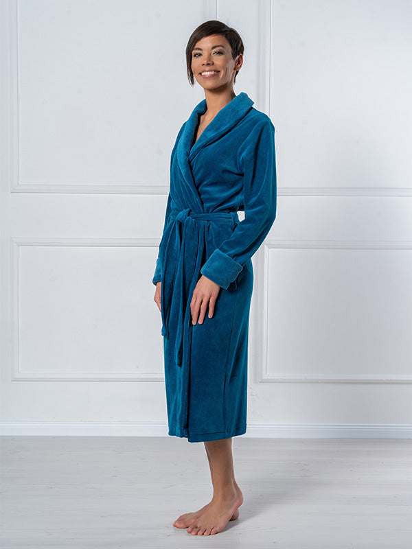 Belmanetti длинный хлопковый халат "Nicky Turquoise Velour"