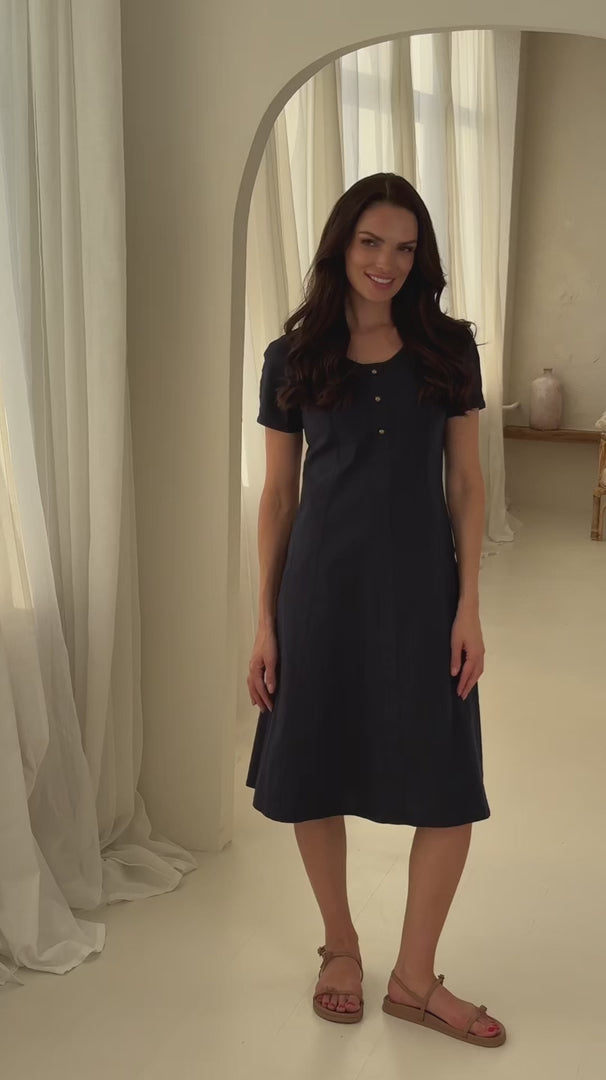 lininė a formos suknelė