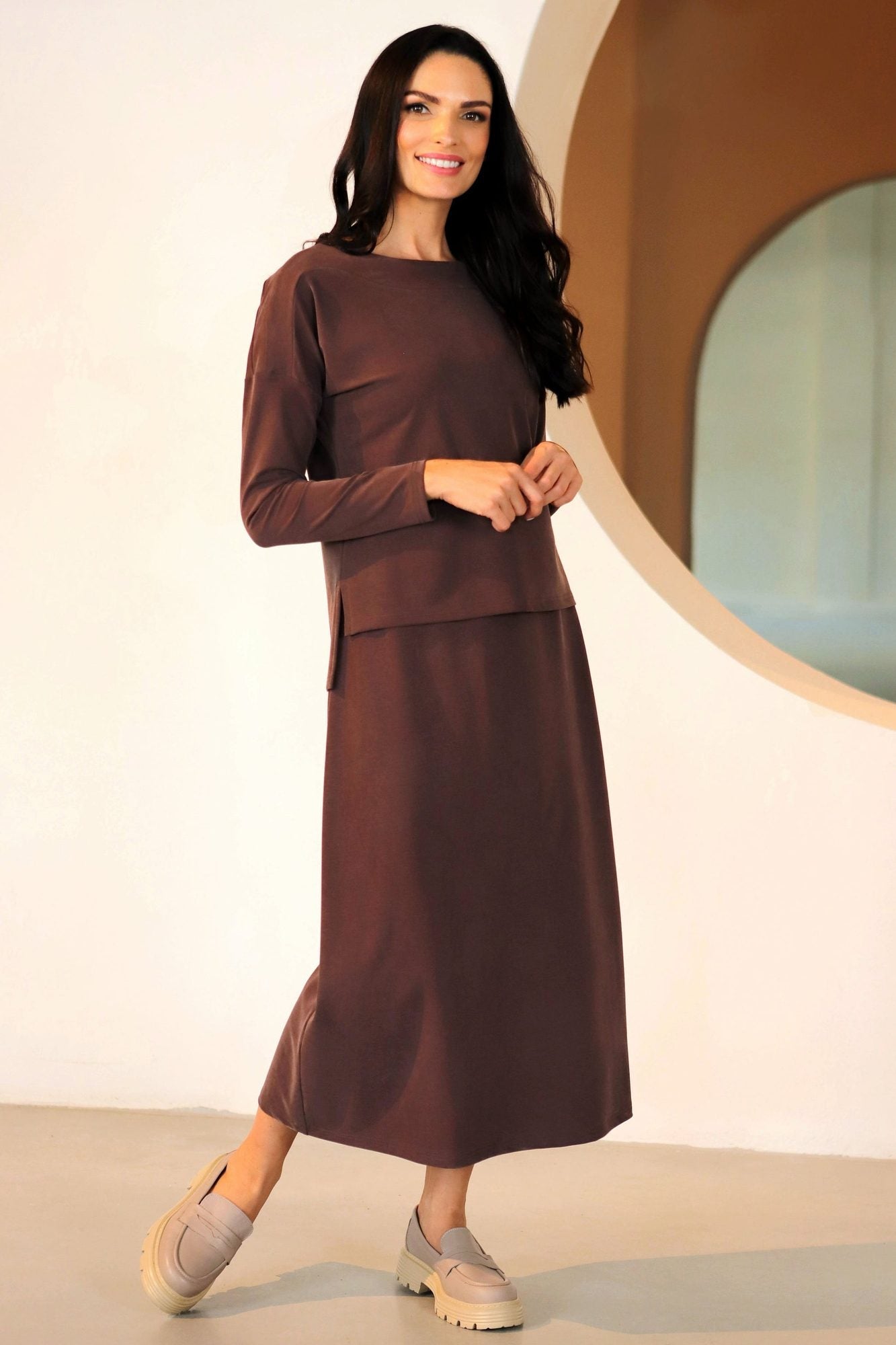 Lega Lyocell Skirt Verbena Chocolate