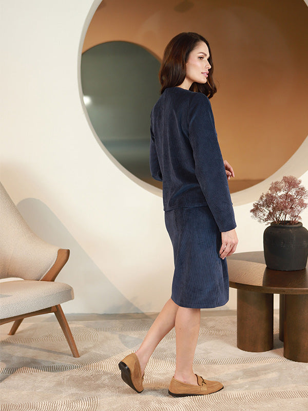 Lega velvetinis sijonas "Reina Navy Velvet"