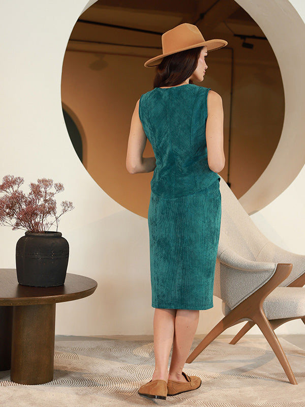 Lega velvetinis sijonas "Reina Turquoise Velvet"