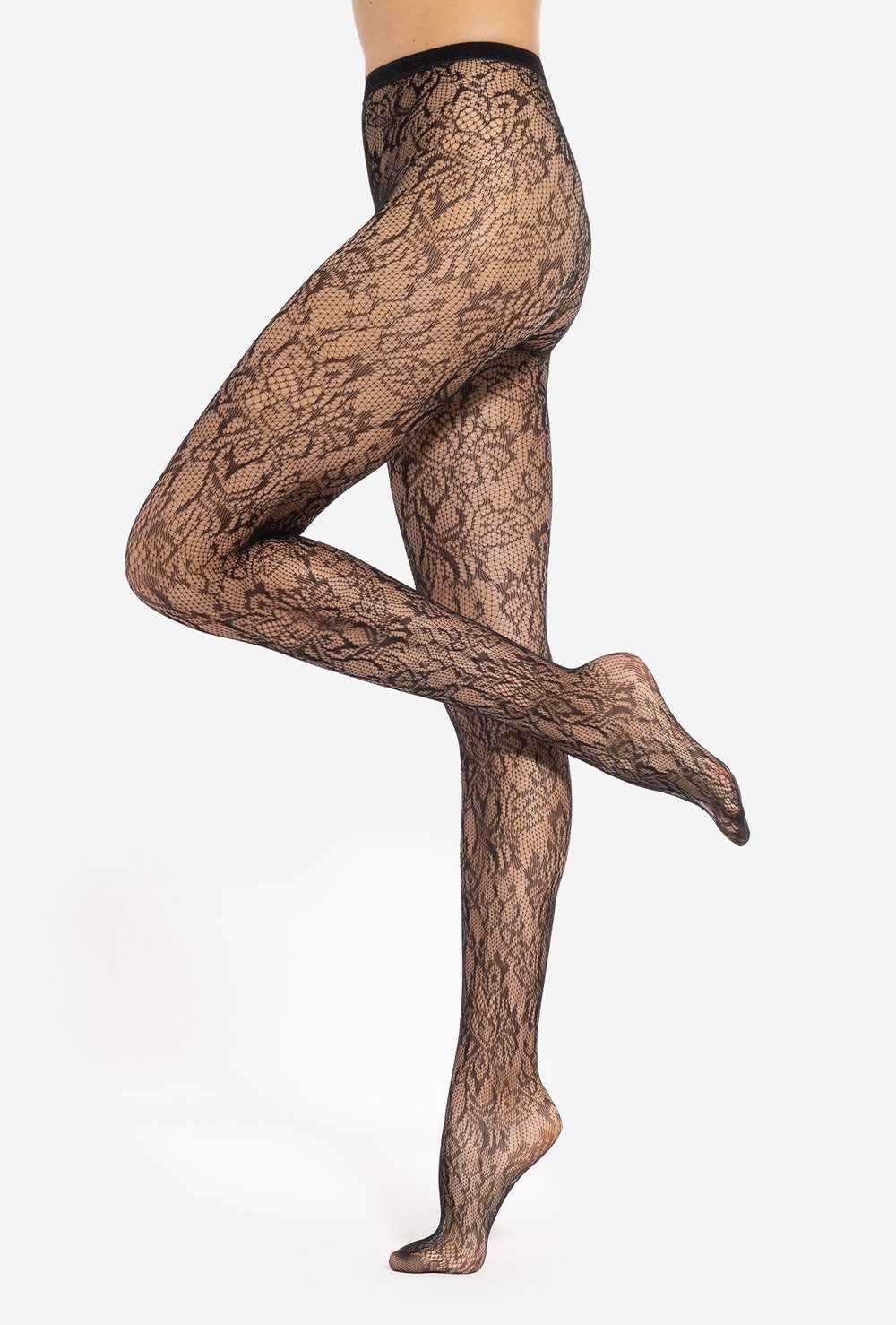 Gatta Patterned Fishnet Lace Tights Yasmine 09 Black